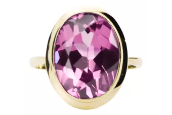 خاتم أميثست 14 كارت من الذهب الأصفر مجوهرات فينتاج vrc285y